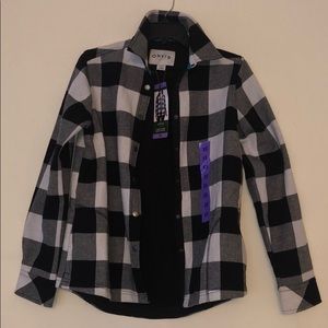 Orvis black and white fleece lined shirt jacket